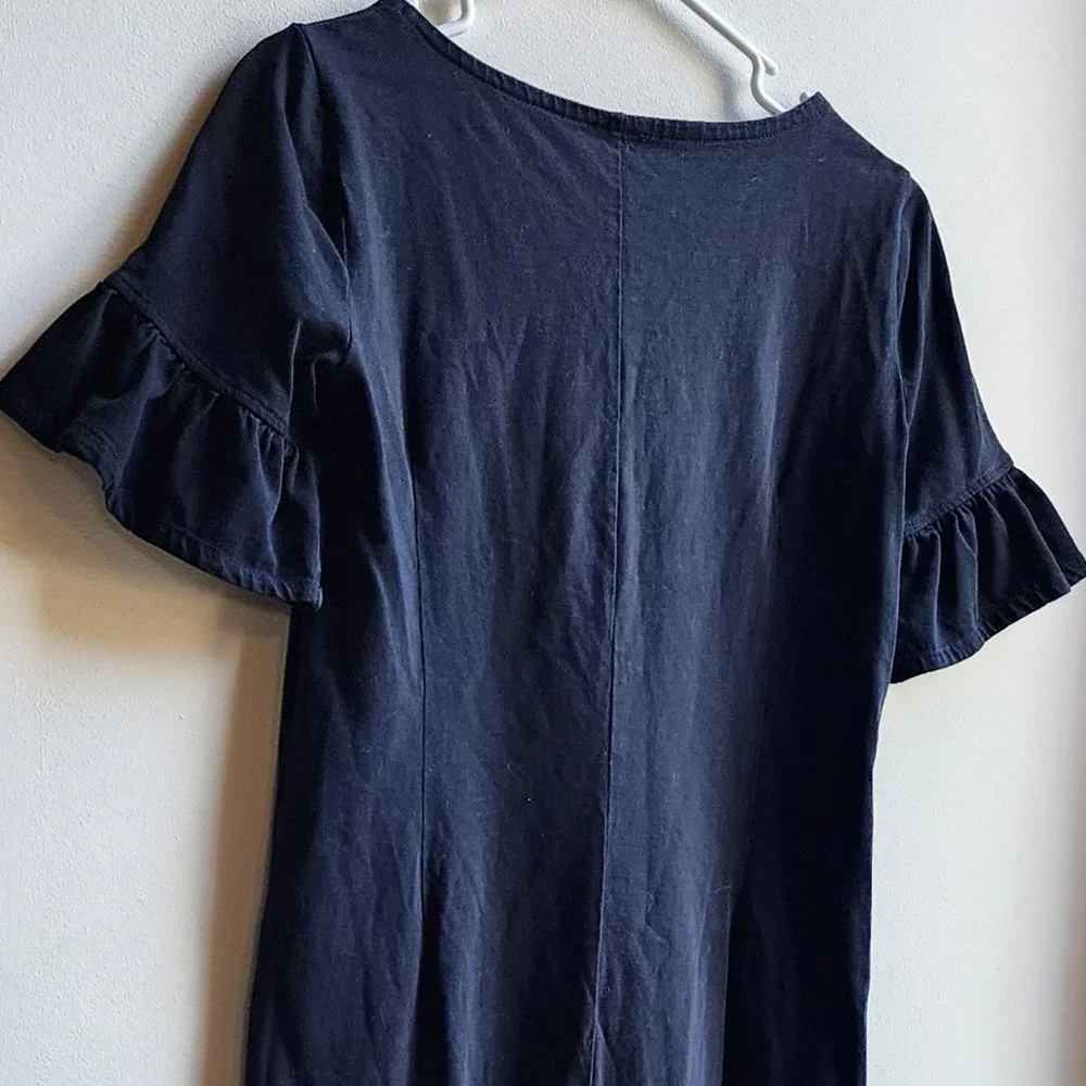 J.Crew Black Ruffled Short Sleeve Dress Size XS